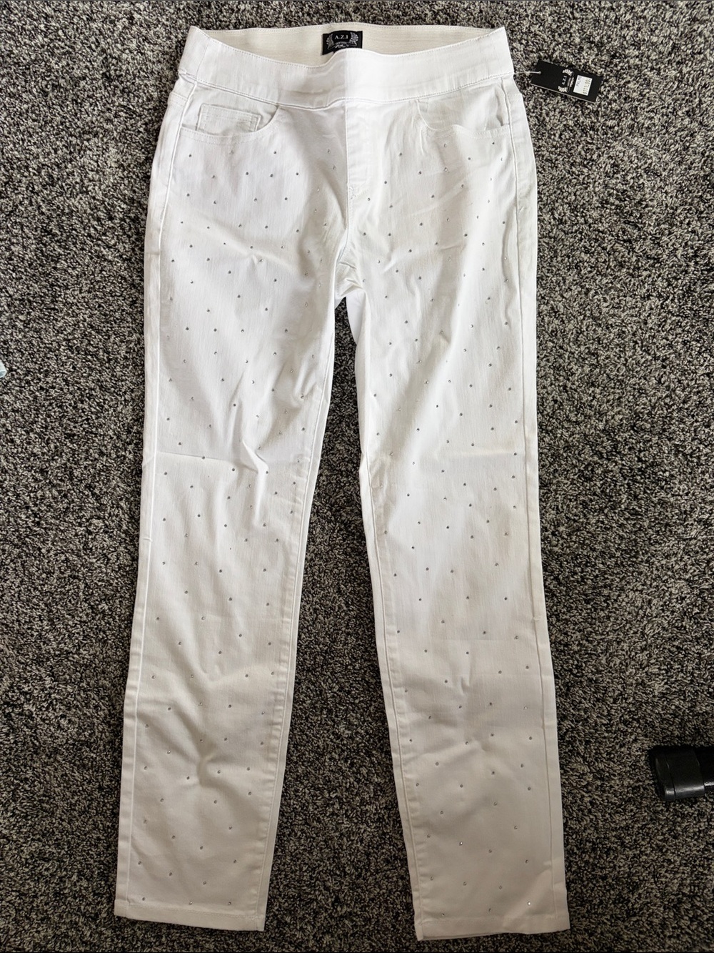 A.J. Bari White Skinny Jeans with Subtle Dot Accents